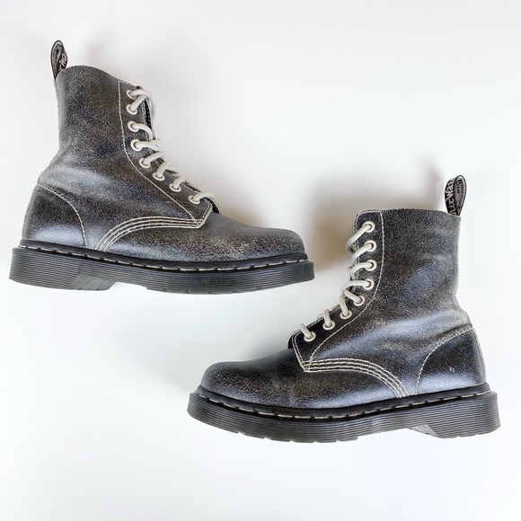 RARE Dr. Martens Pascal Leather 8-Eyelet Boots in Black/White Cristal Suede 5 - Picture 7 of 12
